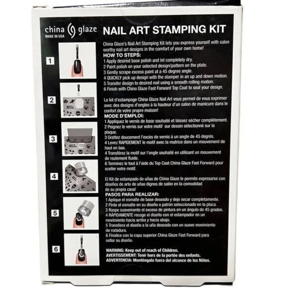 China Glaze Ghoulish Nail Art Stamping Kit Halloween Spooky‎ Skull Pumpkin New